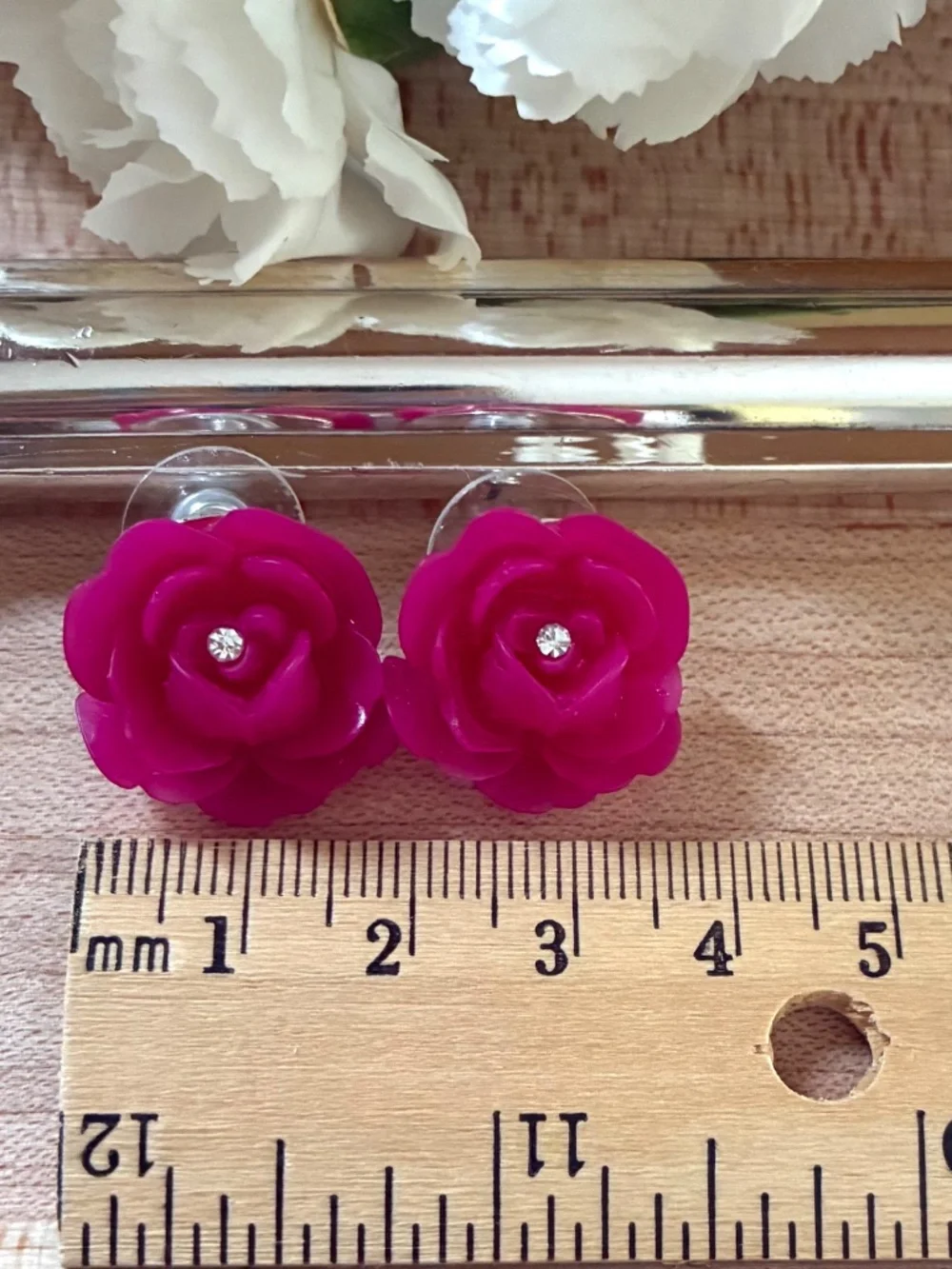 Betsey Johnson Rose Crystal Stud Earrings